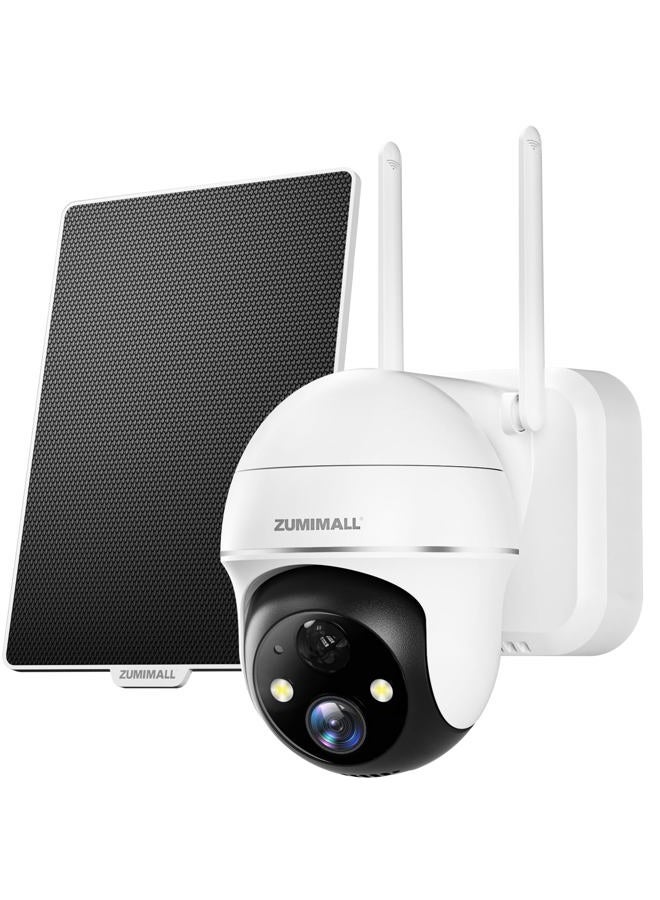 Solar Security Cameras Wireless Outdoor, 360° View Outdoor Camera Wireless Solar Powered,2.4G WiFi,2K/3MP Color Night Vision,2-Way Talk, PIR Motion Alert, Cloud Storage, Work with Alexa